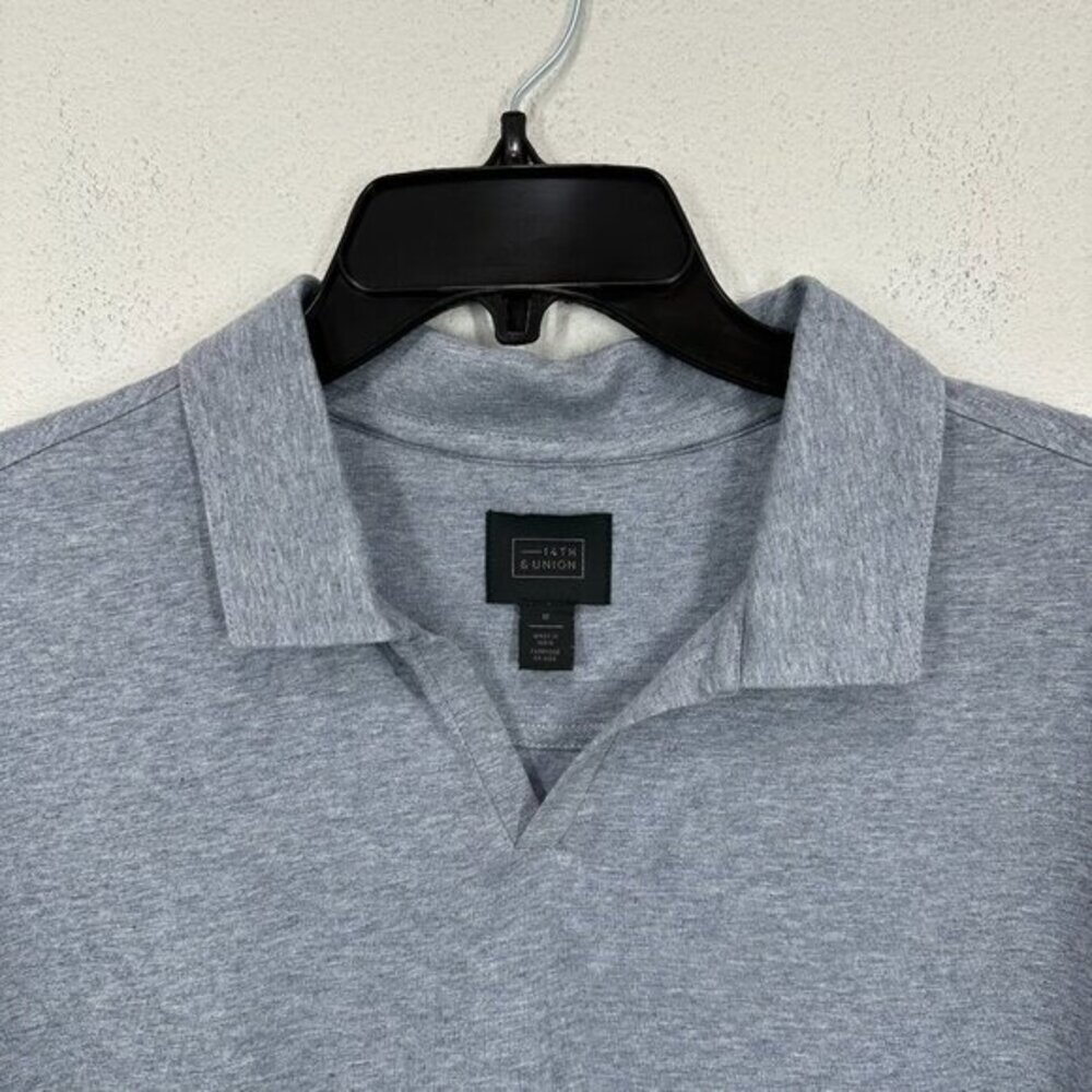 14th & Union Nordstrom Men's Light Blue V Neck Collared Polo Shirt Casual Preppy - Picture 3 of 5
